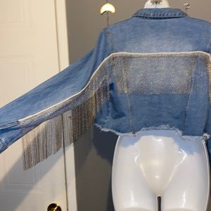 Fringe rhinestone Jean jacket